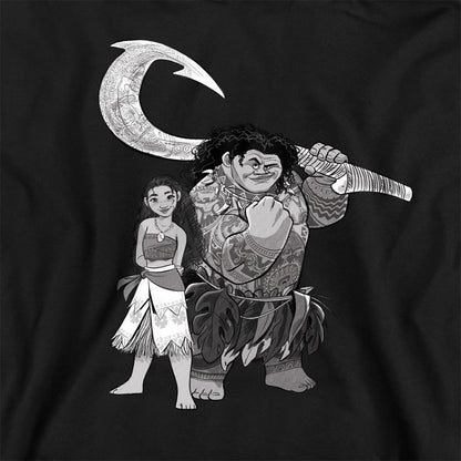 Black - Side - Moana Childrens-Kids Maui Sketch Hoodie