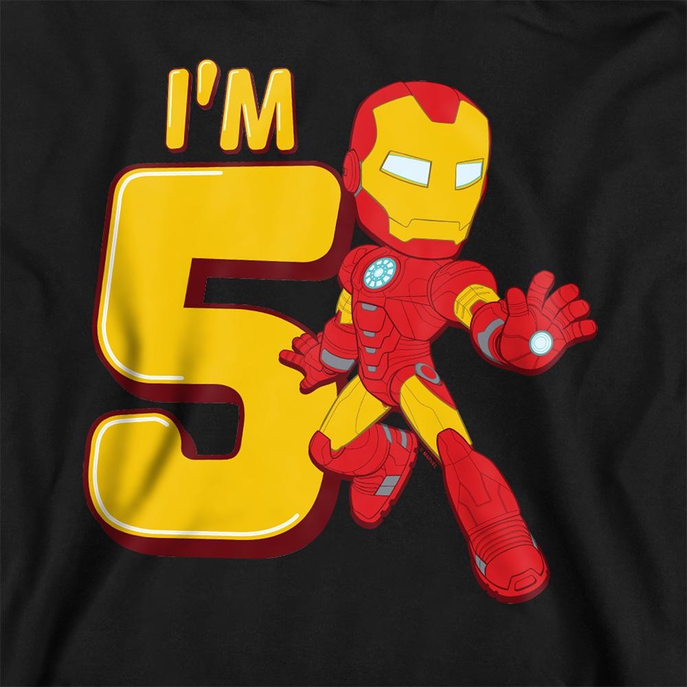Black - Side - Marvel Childrens-Kids Iron Man 5th Birthday Hoodie