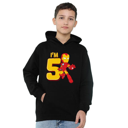 Black - Lifestyle - Marvel Childrens-Kids Iron Man 5th Birthday Hoodie
