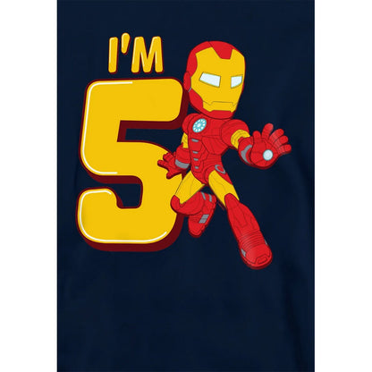 Navy - Side - Marvel Childrens-Kids Iron Man 5th Birthday Hoodie