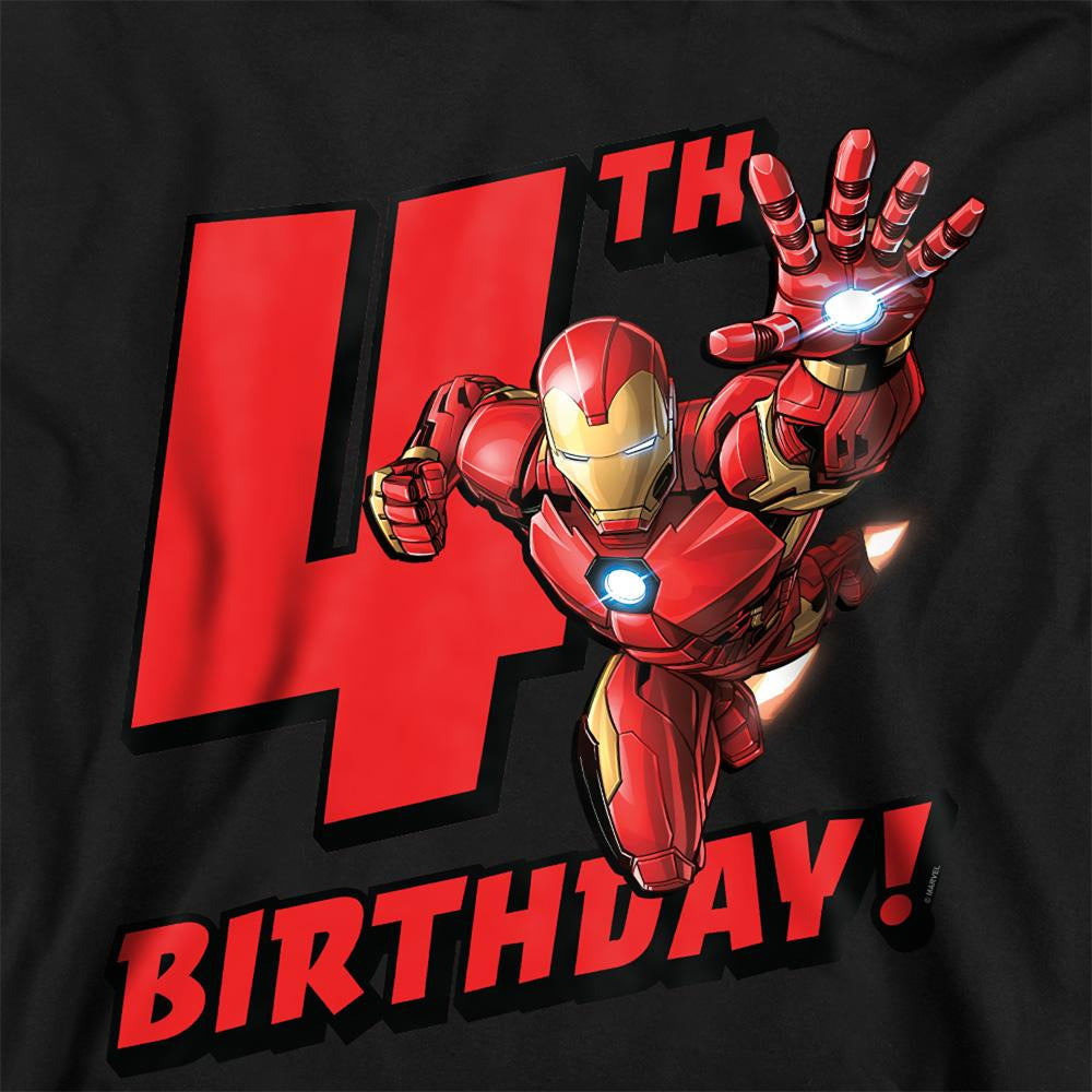 Black - Side - Marvel Childrens-Kids Iron Man 4th Birthday Hoodie