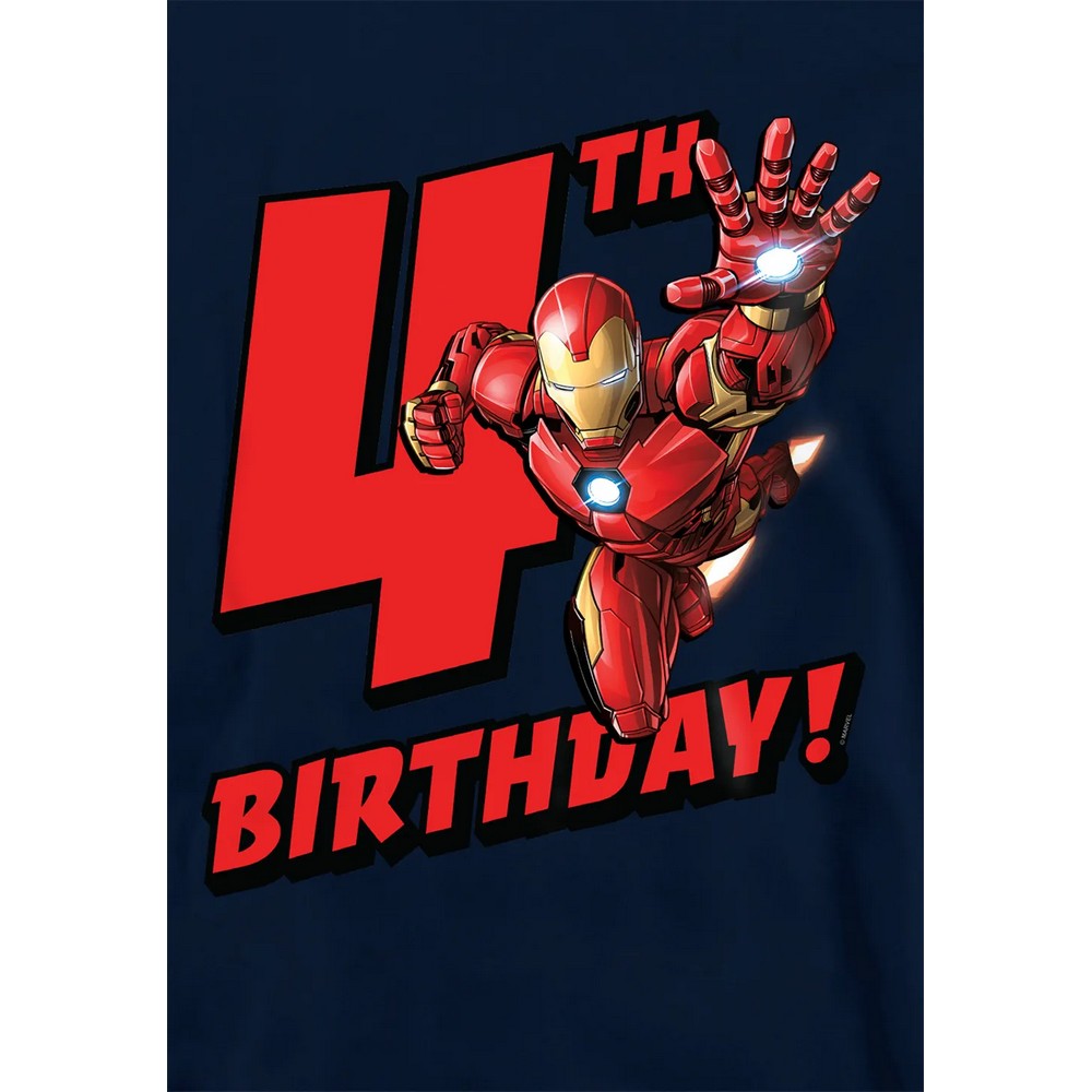 Navy - Side - Marvel Childrens-Kids Iron Man 4th Birthday Hoodie