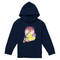 Navy - Front - Beauty And The Beast Childrens-Kids Belle Flowers Window Hoodie