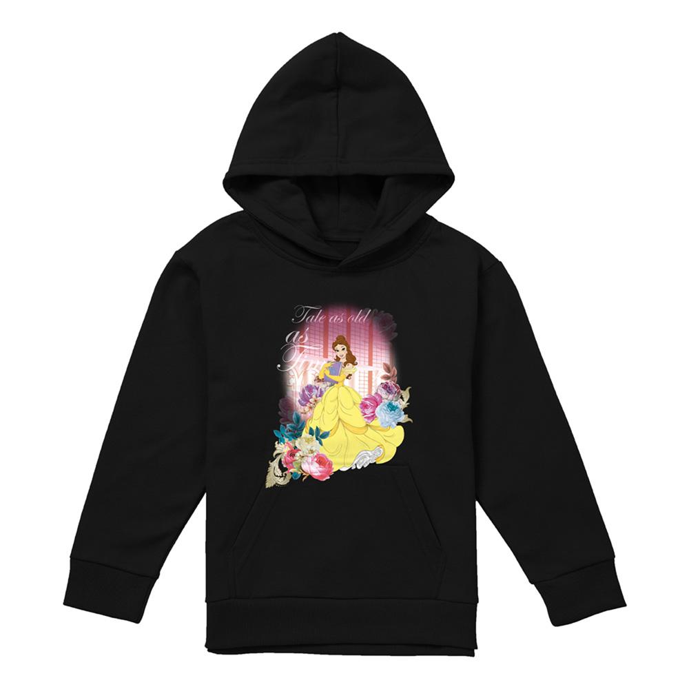 Black - Front - Beauty And The Beast Childrens-Kids Belle Flowers Window Hoodie
