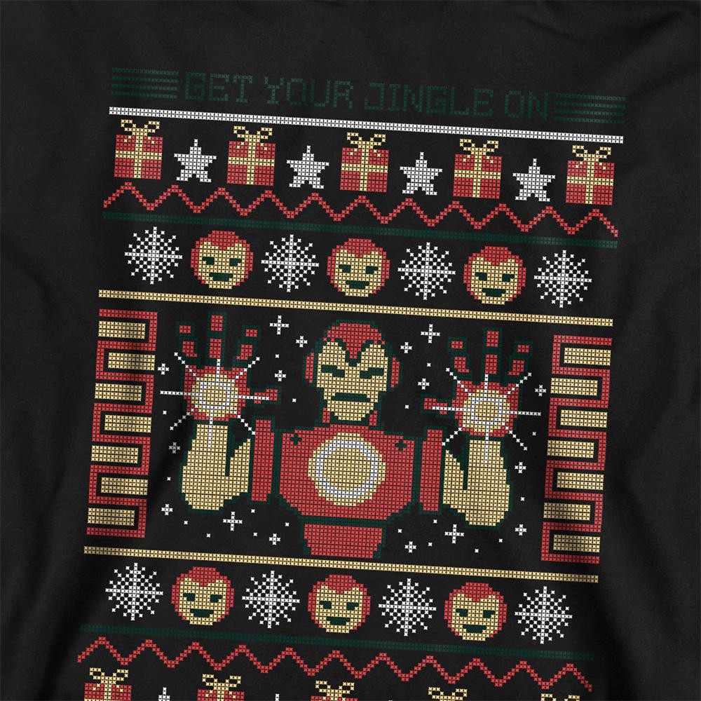 Black - Side - Marvel Childrens-Kids Iron Man Christmas Hoodie