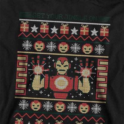 Black - Side - Marvel Childrens-Kids Iron Man Christmas Hoodie