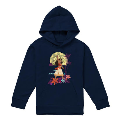 Navy - Front - Moana Childrens-Kids Heart Sunset Hoodie