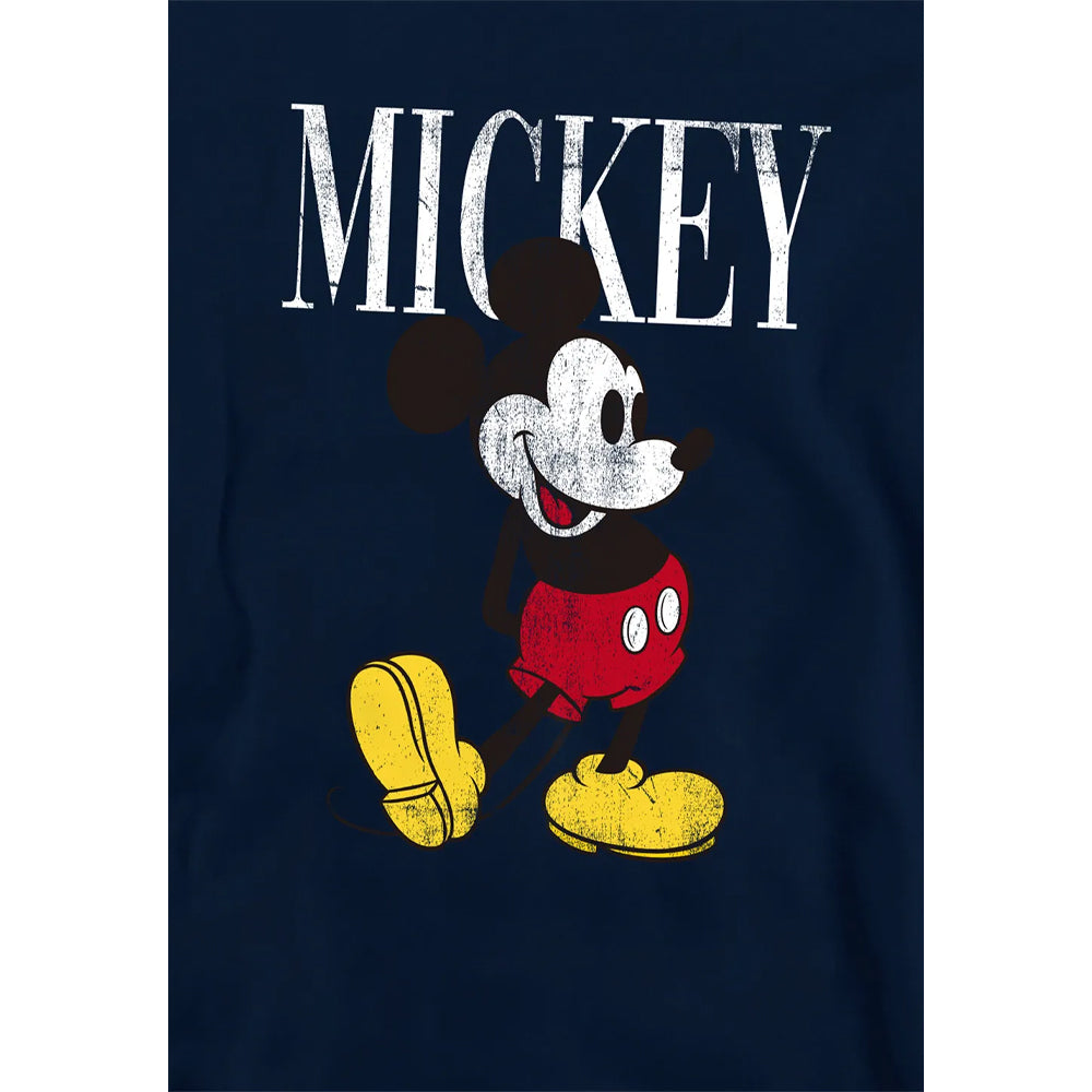 Navy - Side - Mickey Mouse Childrens-Kids 90s Classic Hoodie