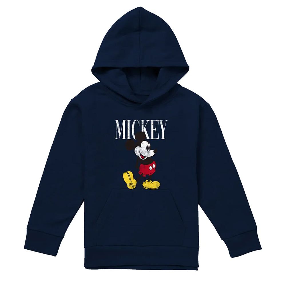 Navy - Front - Mickey Mouse Childrens-Kids 90s Classic Hoodie