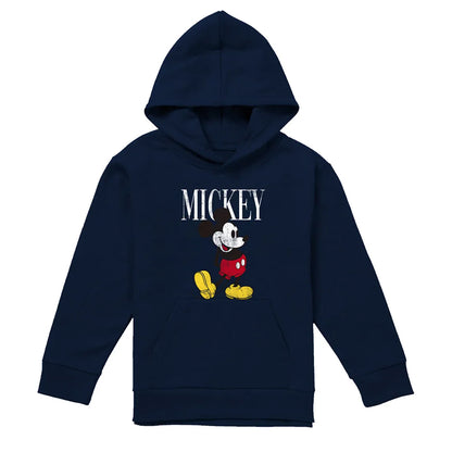 Navy - Front - Mickey Mouse Childrens-Kids 90s Classic Hoodie