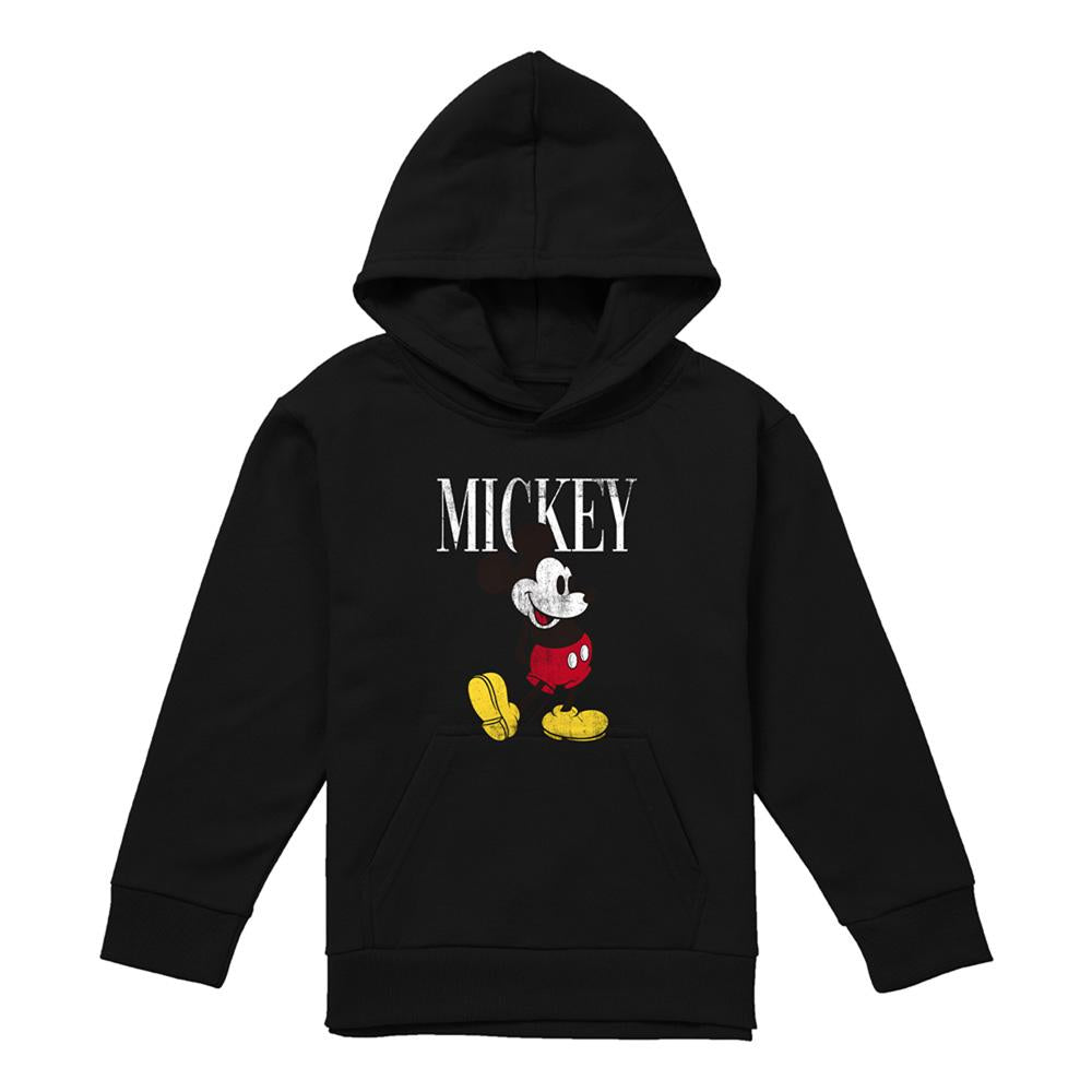 Black - Front - Mickey Mouse Childrens-Kids 90s Classic Hoodie