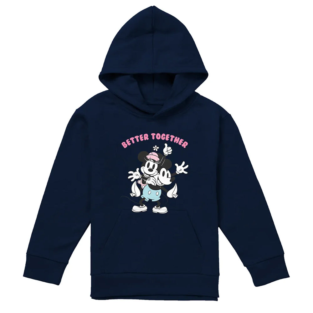 Navy - Front - Disney Childrens-Kids Better Together Mickey Mouse & Minnie Mouse Hoodie