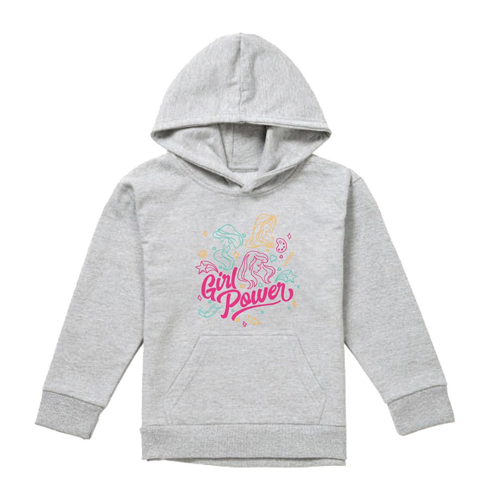 Athletic Heather - Front - Disney Princess Childrens-Kids Girl Power Jasmine Rapunzel Ariel Line Art Hoodie