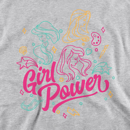 Athletic Heather - Side - Disney Princess Childrens-Kids Girl Power Jasmine Rapunzel Ariel Line Art Hoodie
