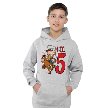 Athletic Heather - Lifestyle - Toy Story Childrens-Kids I´m 5 Woody Heather Birthday Pullover Hoodie