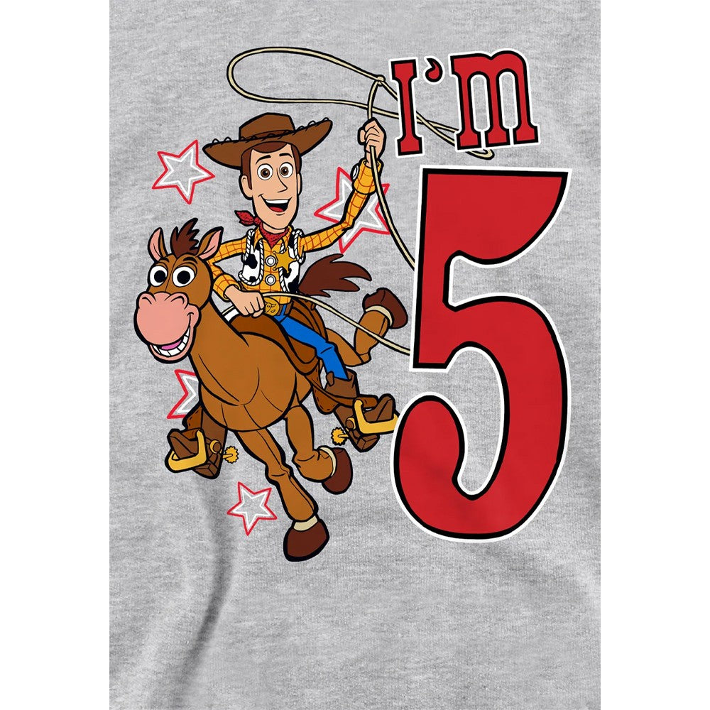 Athletic Heather - Side - Toy Story Childrens-Kids I´m 5 Woody Heather Birthday Pullover Hoodie