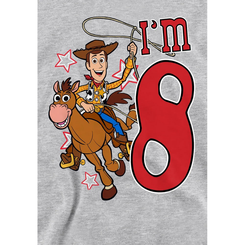 Athletic Heather - Side - Toy Story Childrens-Kids I´m 8 Woody Heather Birthday Pullover Hoodie