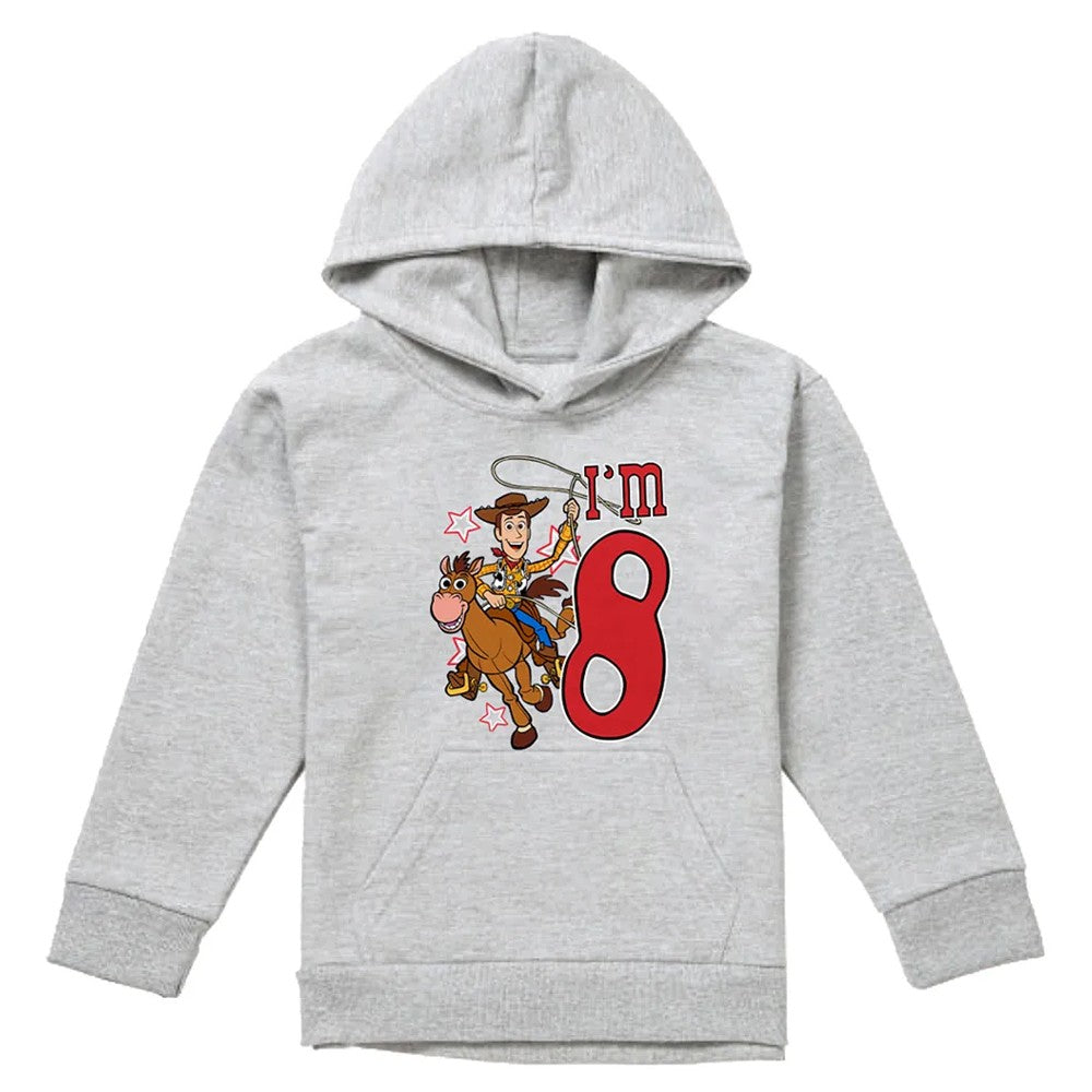 Athletic Heather - Front - Toy Story Childrens-Kids I´m 8 Woody Heather Birthday Pullover Hoodie