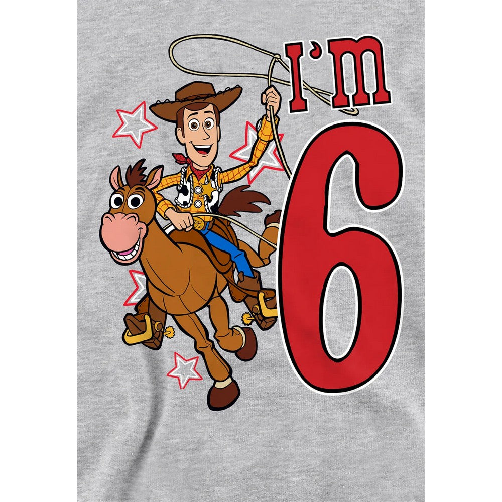 Athletic Heather - Side - Toy Story Childrens-Kids I´m 6 Woody Heather Birthday Pullover Hoodie