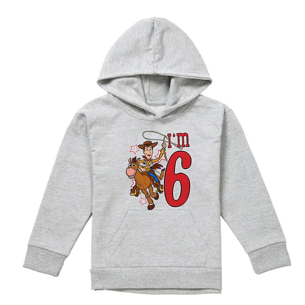 Athletic Heather - Front - Toy Story Childrens-Kids I´m 6 Woody Heather Birthday Pullover Hoodie