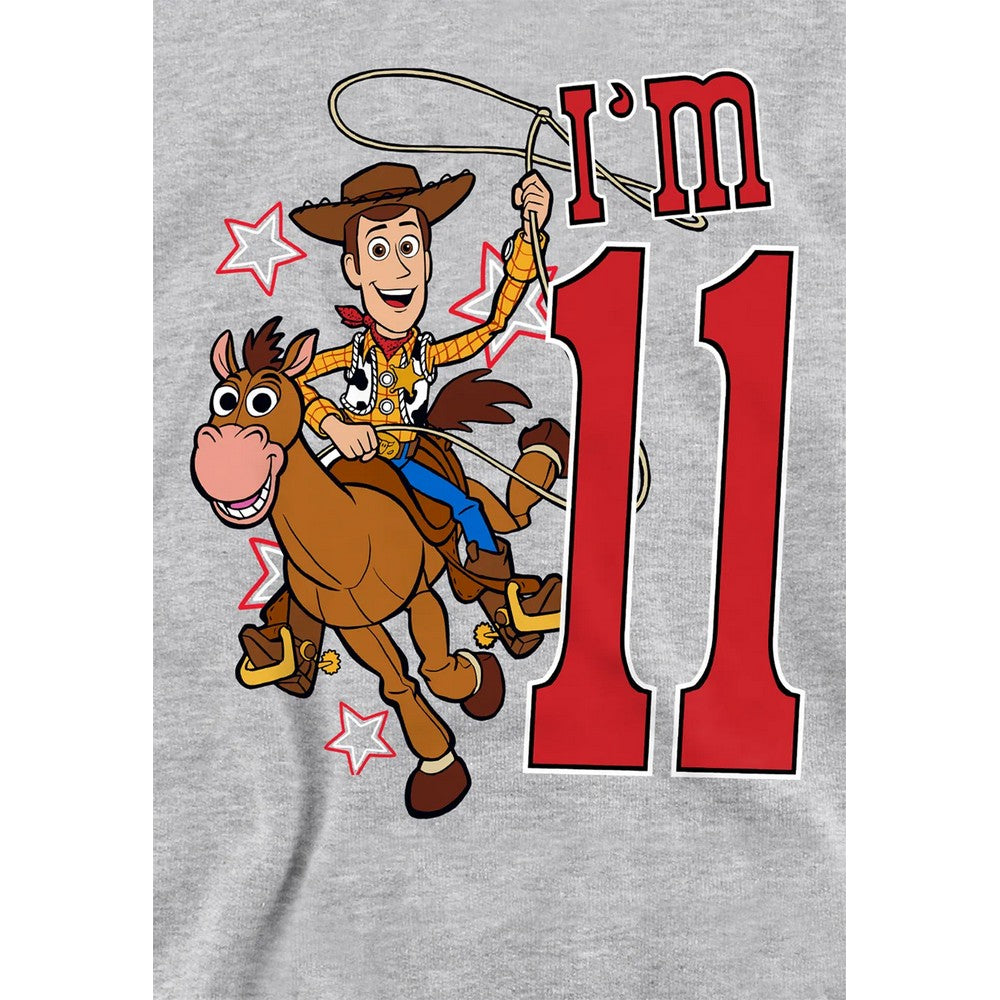 Athletic Heather - Side - Toy Story Childrens-Kids I´m 11 Woody Heather Birthday Pullover Hoodie