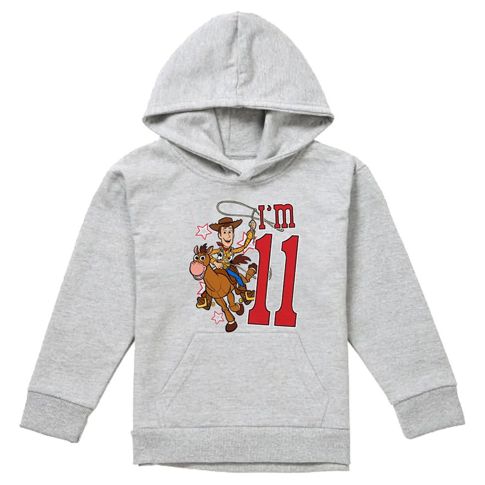 Athletic Heather - Front - Toy Story Childrens-Kids I´m 11 Woody Heather Birthday Pullover Hoodie