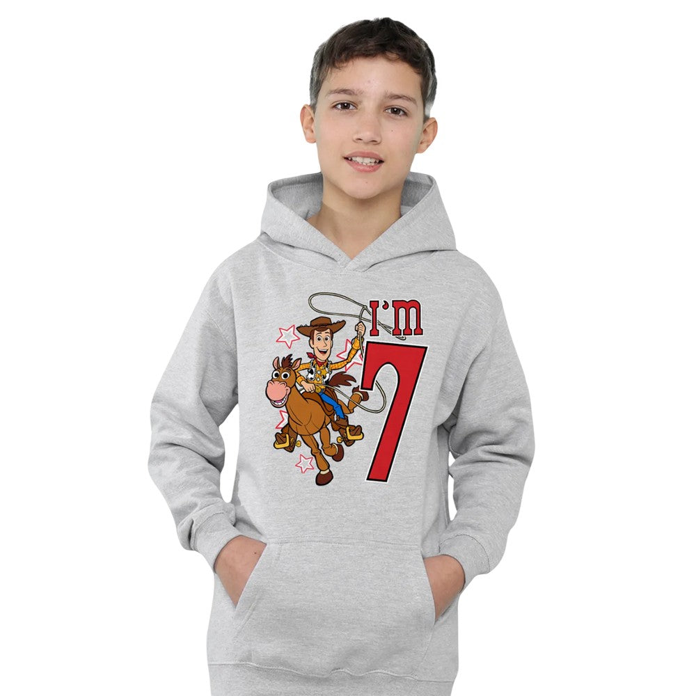 Athletic Heather - Lifestyle - Toy Story Childrens-Kids I´m 7 Woody Heather Birthday Pullover Hoodie