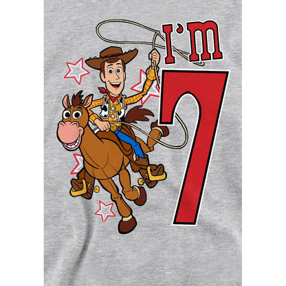 Athletic Heather - Side - Toy Story Childrens-Kids I´m 7 Woody Heather Birthday Pullover Hoodie