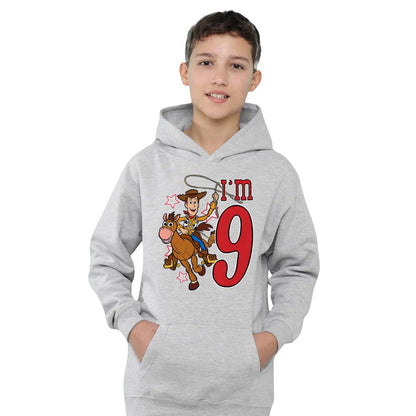 Athletic Heather - Lifestyle - Toy Story Childrens-Kids I´m 9 Woody Heather Birthday Pullover Hoodie