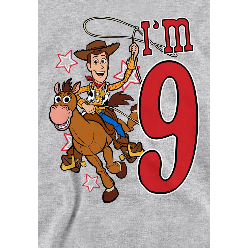 Athletic Heather - Side - Toy Story Childrens-Kids I´m 9 Woody Heather Birthday Pullover Hoodie