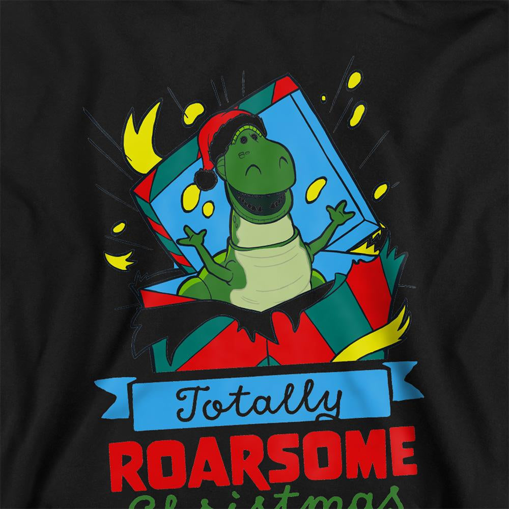 Black - Side - Toy Story Childrens-Kids Roarsome Rex Heather Christmas Hoodie