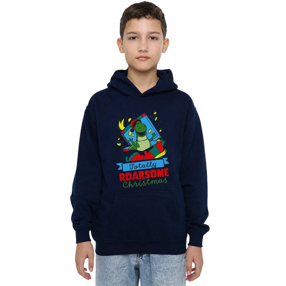Navy - Lifestyle - Toy Story Childrens-Kids Roarsome Rex Heather Christmas Hoodie