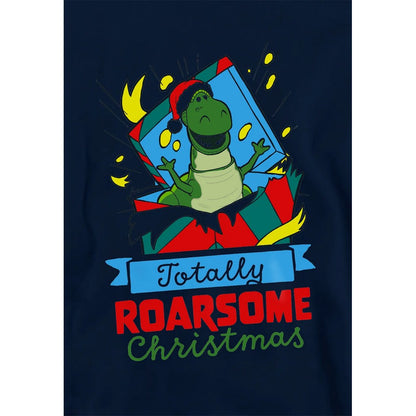Navy - Side - Toy Story Childrens-Kids Roarsome Rex Heather Christmas Hoodie