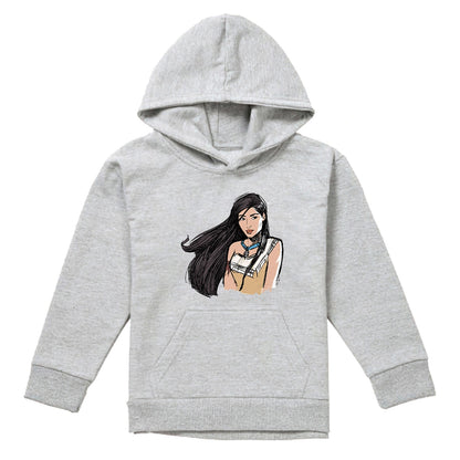 Athletic Heather - Front - Pocahontas Childrens-Kids Sketch Hoodie
