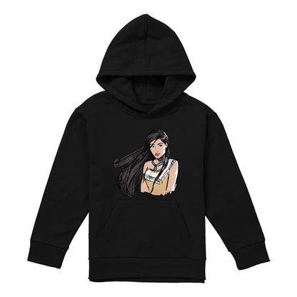 Black - Front - Pocahontas Childrens-Kids Sketch Hoodie