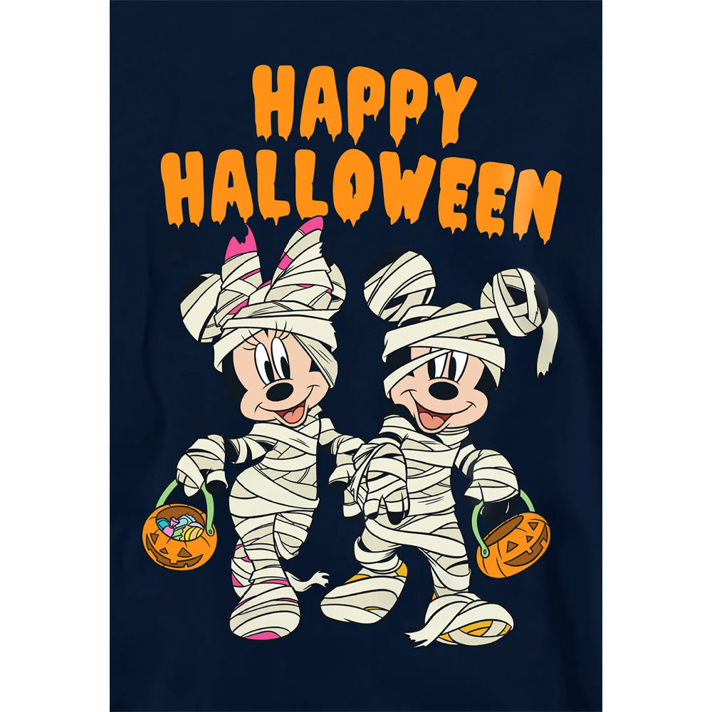 Navy - Side - Disney Childrens-Kids Mickey Mouse & Minnie Mouse Zombie Halloween Hoodie