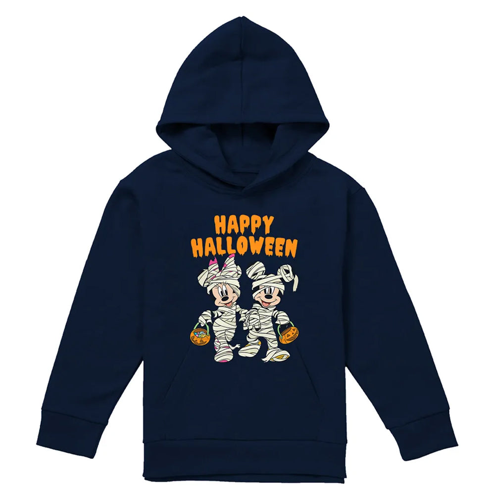 Navy - Front - Disney Childrens-Kids Mickey Mouse & Minnie Mouse Zombie Halloween Hoodie