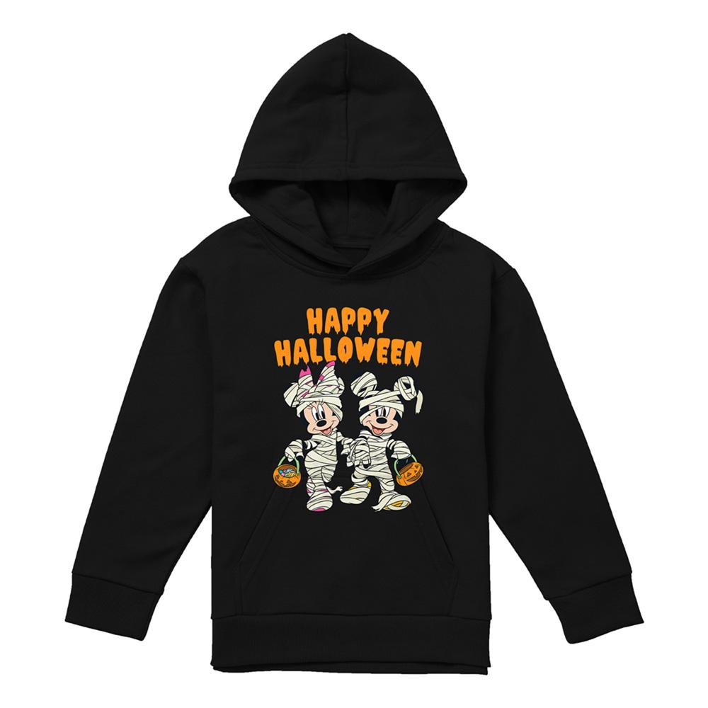 Black - Front - Disney Childrens-Kids Mickey Mouse & Minnie Mouse Zombie Halloween Hoodie