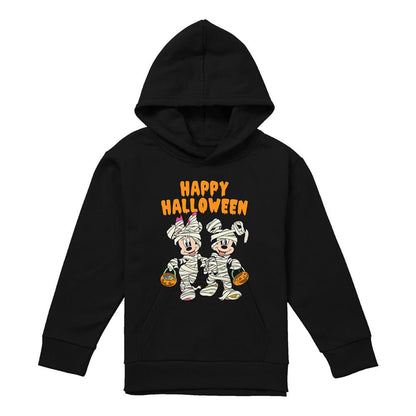 Black - Front - Disney Childrens-Kids Mickey Mouse & Minnie Mouse Zombie Halloween Hoodie
