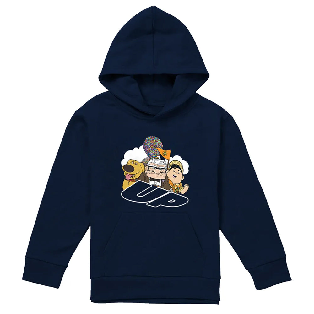 Navy - Front - Up Childrens-Kids Balloons Hoodie