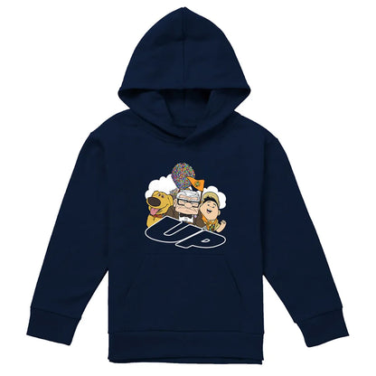 Navy - Front - Up Childrens-Kids Balloons Hoodie