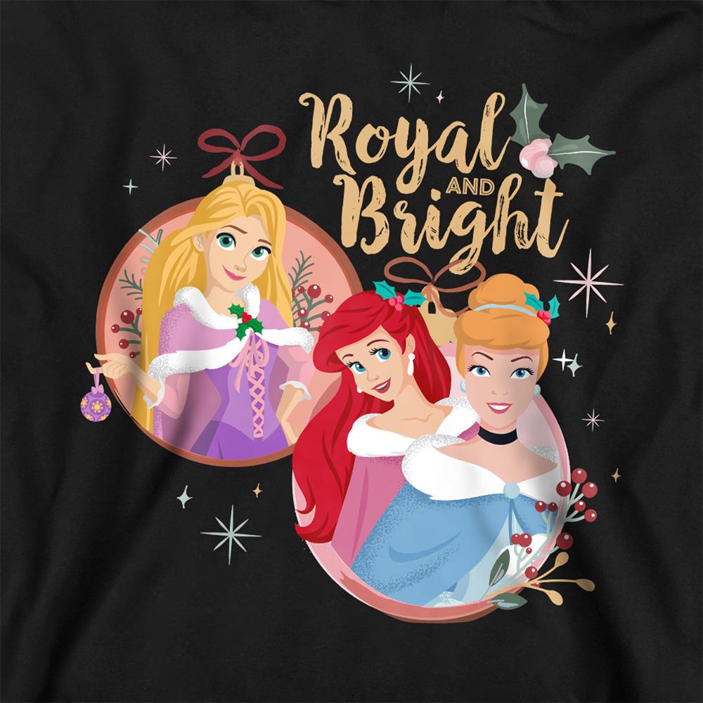 Black - Side - Disney Princess Childrens-Kids Royal And Bright Christmas Hoodie