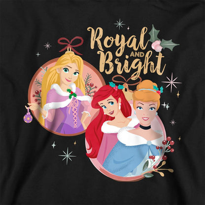 Black - Side - Disney Princess Childrens-Kids Royal And Bright Christmas Hoodie