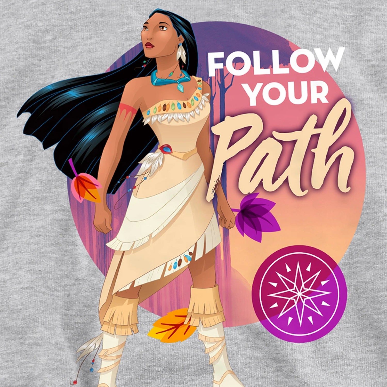 Athletic Heather - Side - Pocahontas Childrens-Kids Follow Your Path Hoodie