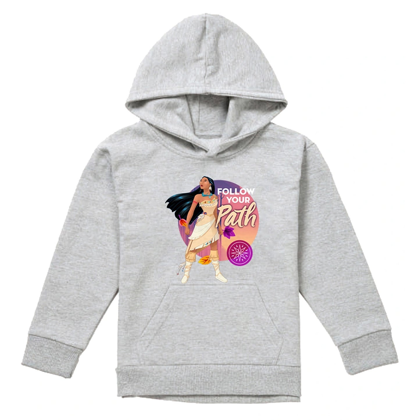 Athletic Heather - Front - Pocahontas Childrens-Kids Follow Your Path Hoodie