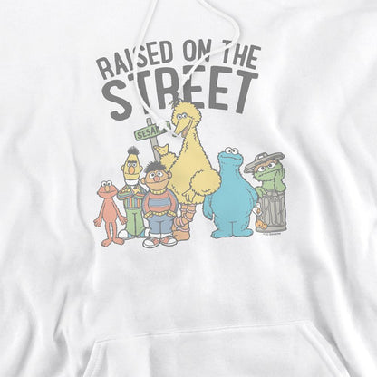 White - Side - Sesame Street Unisex Adult Raised On The Streets Hoodie