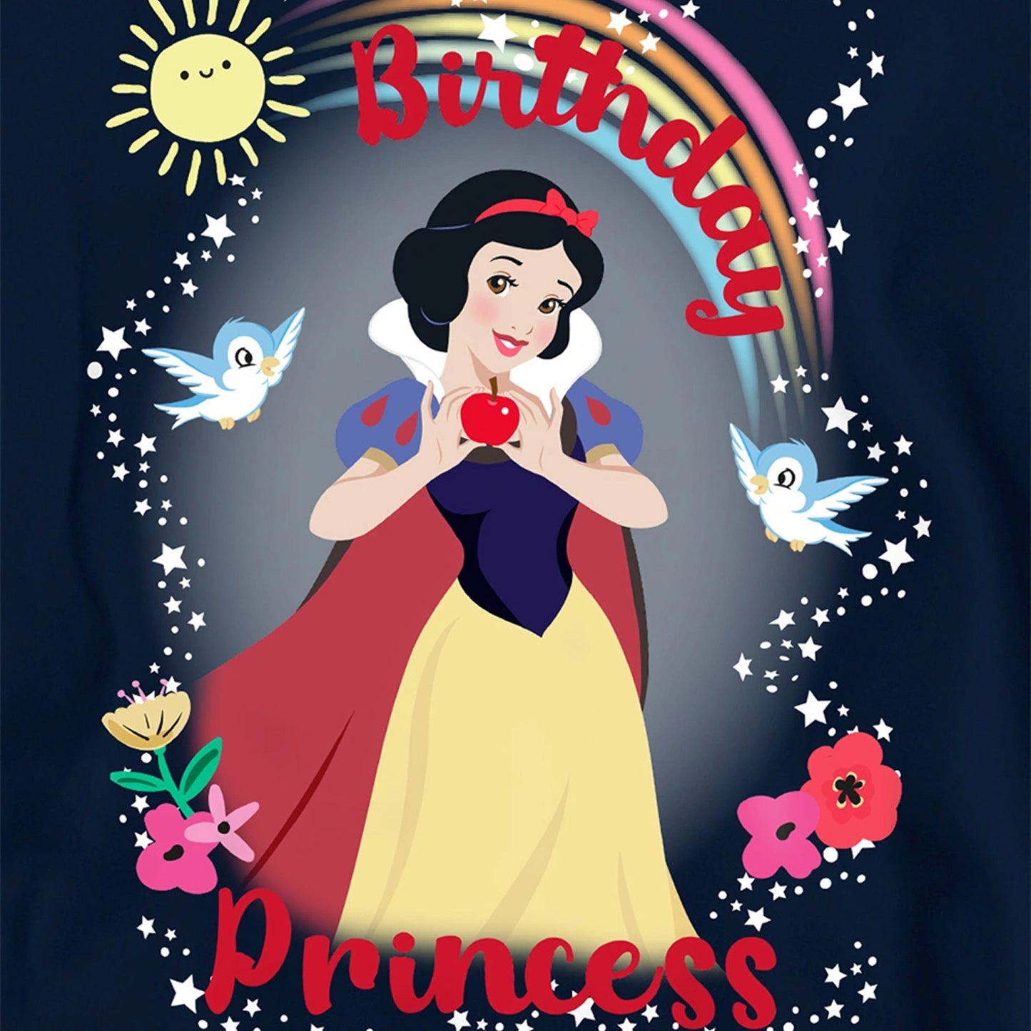 Navy - Side - Snow White Childrens-Kids Princess And Friends Birthday Hoodie