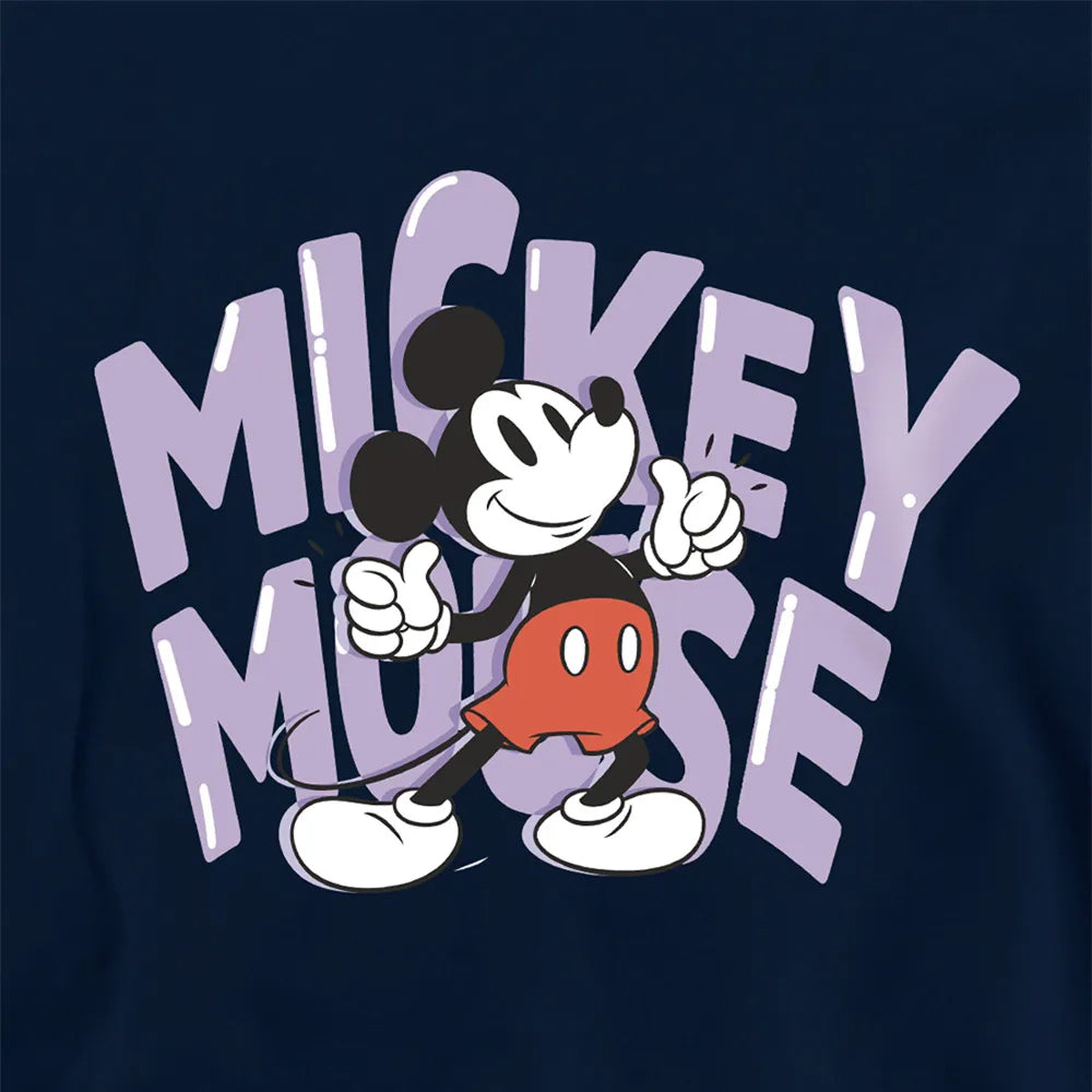 Navy - Side - Disney Childrens-Kids Mickey Mouse Bubble Pullover Hoodie