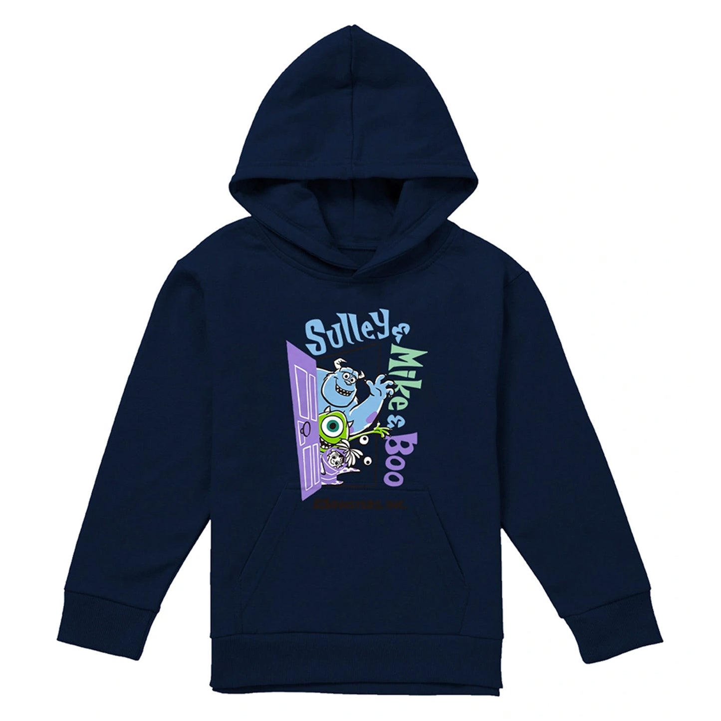 Navy - Front - Monsters Inc Childrens-Kids Icons Pullover Hoodie