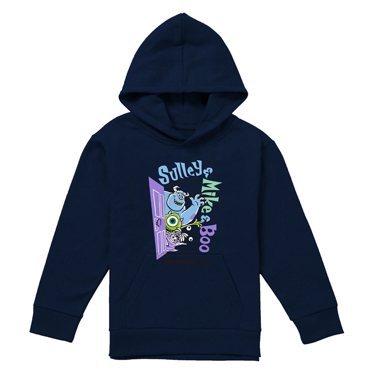 Navy - Front - Monsters Inc Childrens-Kids Icons Pullover Hoodie